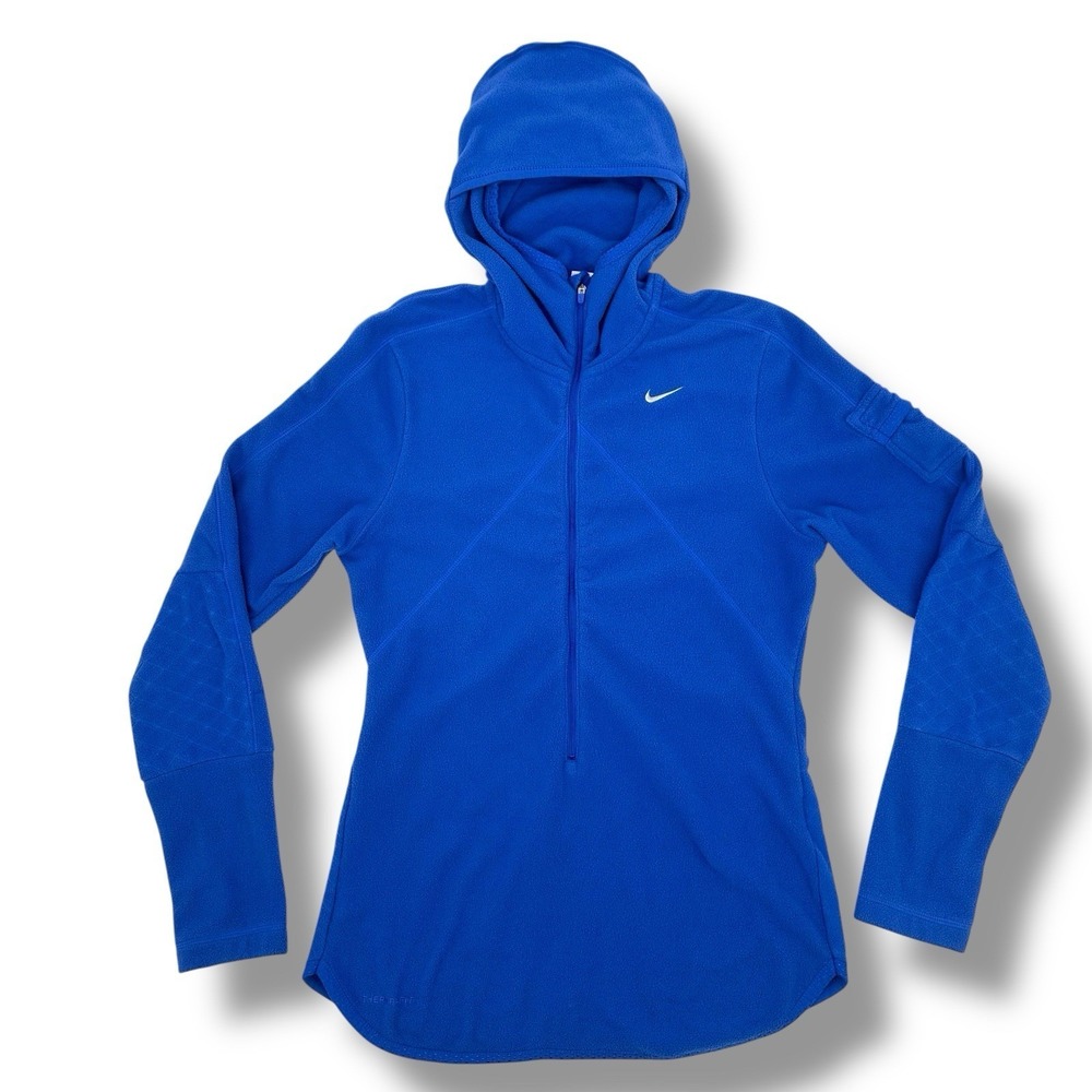 Nike Therma Fit Micro Fleece Blue Hoodie Women's Small Half‎ Zip  Athletic Gorp